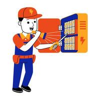 young man electrician vector illustration