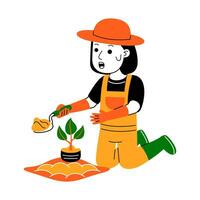 young woman farmer vector illustration