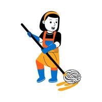 young woman house cleaner vector illustration