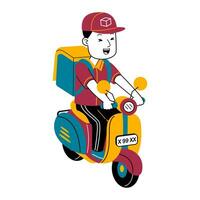 young man courier vector illustration