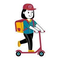 young woman courier vector illustration