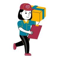 young woman courier vector illustration