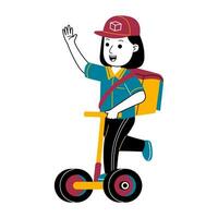 young woman courier vector illustration