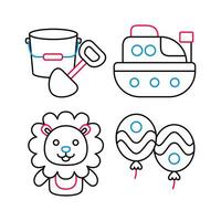 kids toy objects vector illustrations set