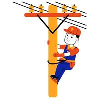 young man electrician vector illustration