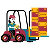 young woman courier vector illustration