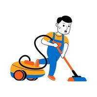 young man house cleaner vector illustration