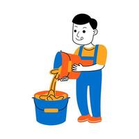 young man house cleaner vector illustration