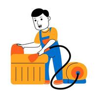 joven hombre casa limpiador vector ilustración
