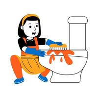 joven mujer casa limpiador vector ilustración