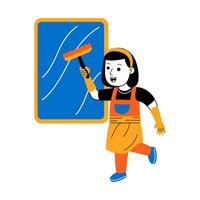 young woman house cleaner vector illustration