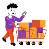 young man shopper vector illustration