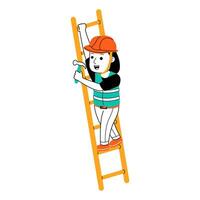 young woman builder vector illustration