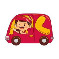 cute courier boy cartoon character vector illustration