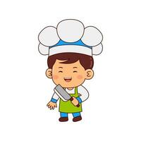 cute chef boy cartoon character vector illustration