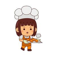 cute baker girl cartoon character vector illustration