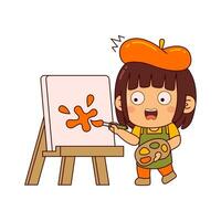 linda artista niña dibujos animados personaje vector ilustración