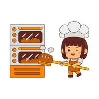 cute baker girl cartoon character vector illustration