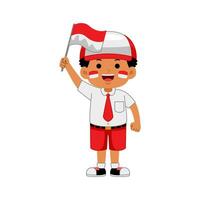 girl kids celebrate Indonesia Independence Day vector