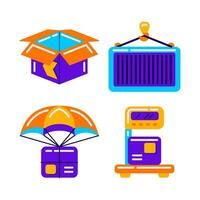 delivery service objects vector illustrations set