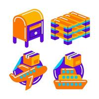 delivery service objects vector illustrations set