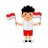 niña niños celebrar Indonesia independencia día vector