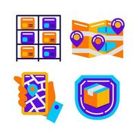 delivery service objects vector illustrations set