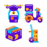 delivery service objects vector illustrations set