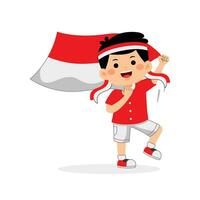 girl kids celebrate Indonesia Independence Day vector