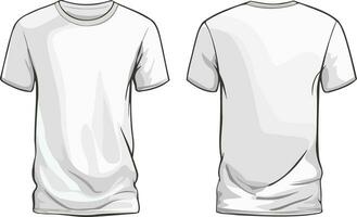blanco blanco camiseta plantilla, frente y espalda vector