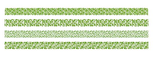 plant foliage and vegetable leaf horizontal border pattern seamless for design decoration. vector collection border stripe