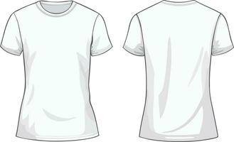 blanco blanco camiseta plantilla, frente y espalda vector