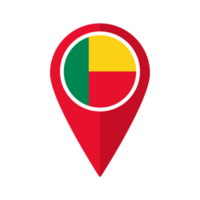 Flag of Benin flag on map pinpoint icon isolated red color png