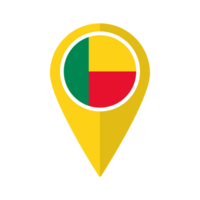 Flag of Benin flag on map pinpoint icon isolated yellow color png