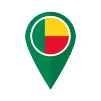 Flag of Benin flag on map pinpoint icon isolated green color png