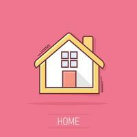 Cartoon house icon in comic style. Home illustration pictogram. House splash business concept. vector