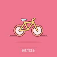 Cartoon bike icon in comic style. Bicycle sign illustration pictogram. Vehicle business concept. vector