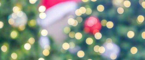 Abstract blurred christmas tree with bokeh light background photo