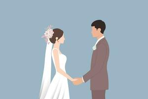 wedding couple Bride and groom. The bride is the woman, and the groom is the man. just married couple and marriage ceremony. people in love and  beginning of a couple relationship.vector illustration. vector