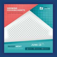 Social media template of growing housing assets. for property investment. Template can be used for websites, promotions, social media ads, brochures and flyers vector