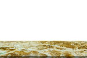 Brown marble stone table top isolated on white background for product display photo