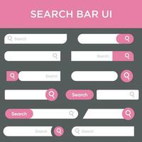 Search bar website ui elements vector with input text boxes with cursor web browser search