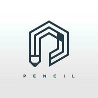 Pencil logo element vector icon design with creative modern letter P idea