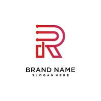 Letter R design element icon with creative modern concept vector
