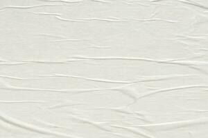 White blank crumpled and creased paper poster texture background photo