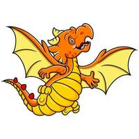 Cartoon baby dragon flying on white background vector
