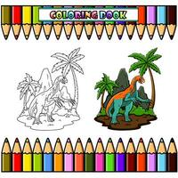 Cartoon Therizinosaurus in the jungle for coloring book vector