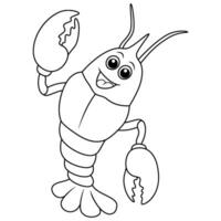 Cute shrimp waving cartoon line art vector