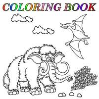 Coloring book with cartoon dinosaurs vector