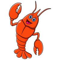 Cartoon cute shrimp waving on white background vector